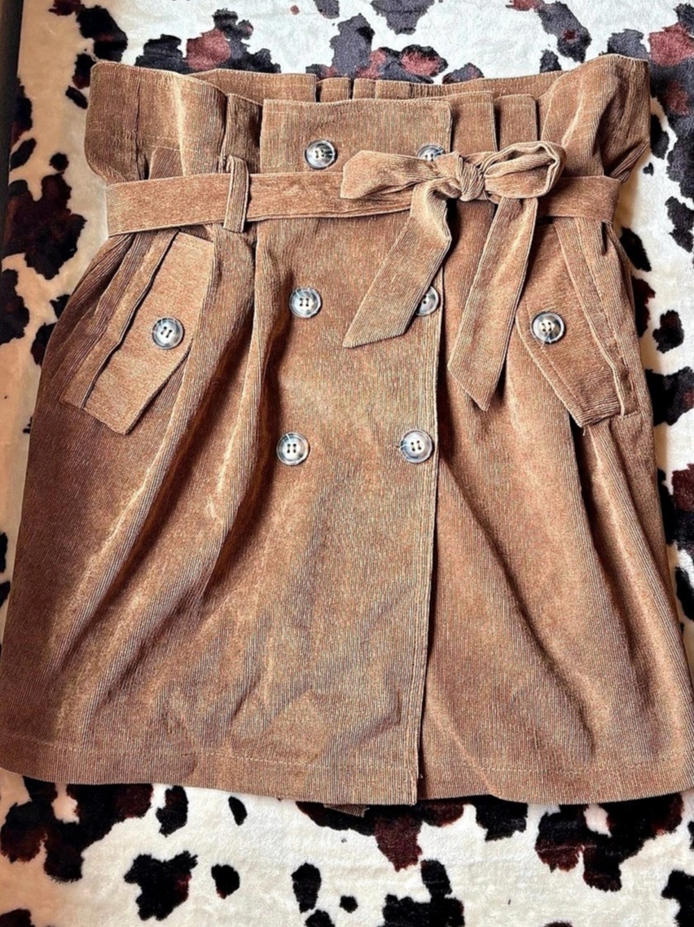 Bohme- Brown Mini Skirt with Tie Waist